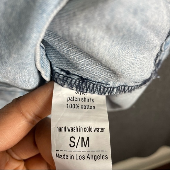 Jaded Gypsy Women’s S/M Embroidered Oversized Denim Shacket Floral Colorful Boho - Picture 6 of 11